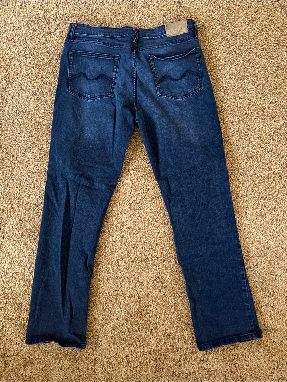 Men's Straight Leg Dark Blue Jeans - Picture 3 of 4